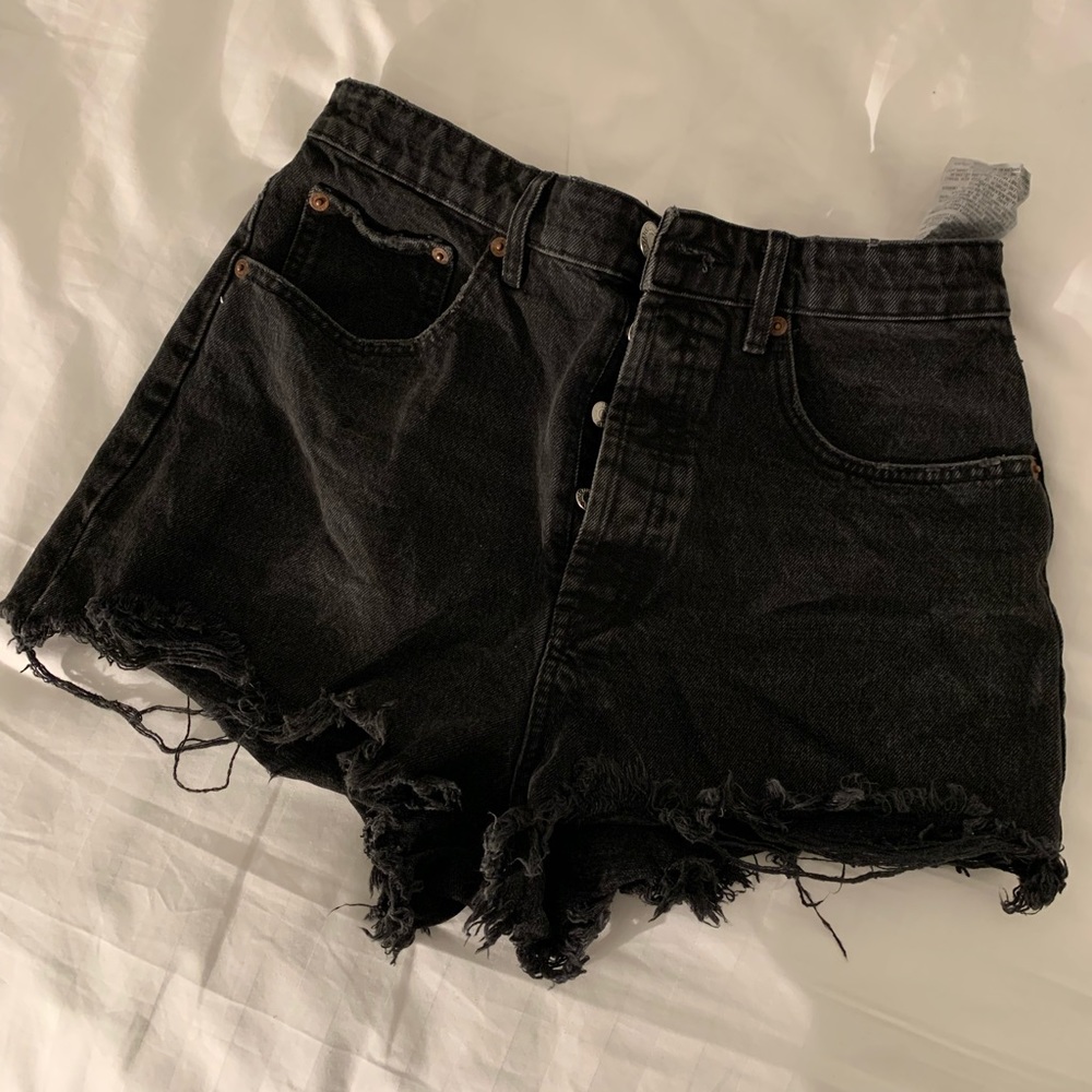 Black denim shorts